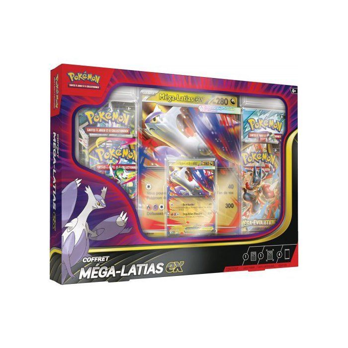 Caja Pokémon Mega Latias EX (HP280) - 4 paquetes de refuerzo - Set de cartas coleccionables en francés + 1 carta Tigre