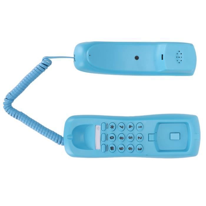 Teléfono fijo KXT628, teléfono de pared para hotel, teléfono de oficina con cable y función de auricular, etiqueta azul.