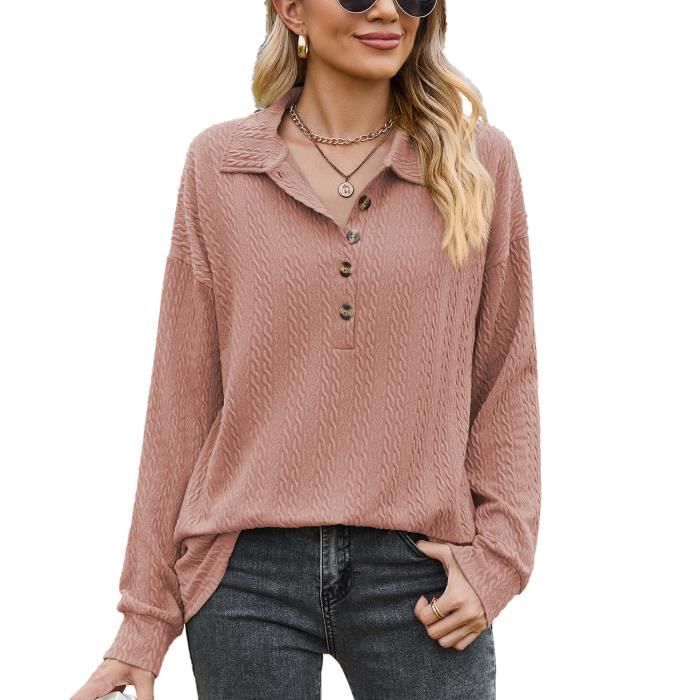 Sweat Femme INSFITY - Col Revers Manches Longues Boutons Automne Printemps - Vert