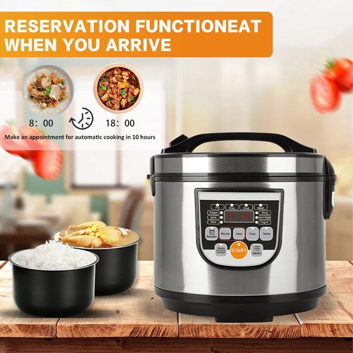 Autocuiseur électrique 5 L avec 10 programmes de cuisson - Cuiseur à riz multifonction de 700 W  - Cuire à vapeur, bouillir,