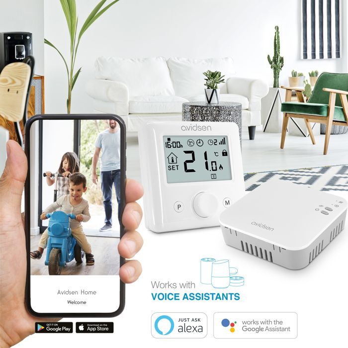 Thermostat sans fil connecté HomeFlow WL pour chaudière - Avidsen - 127047
