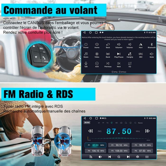 Radio para coche AWESAFE Android 13 de 2 GB + 32 GB para Renault Megane 3 de 9 pulgadas, Carplay, Android Auto, GPS, Bluetooth, FM, RDS, USB y WiFi.