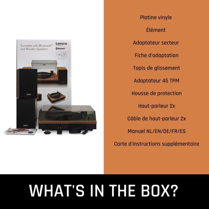 Lenco LS-300WD - Giradischi con Bluetooth® e due altoparlanti esterni, in legno