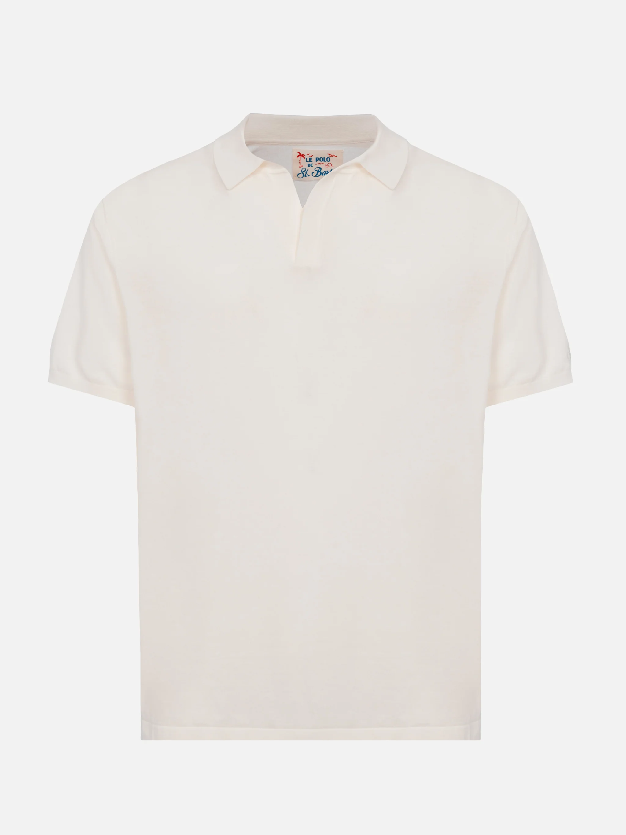 Sloan poloshirt zonder knoopjes in wit gebreid