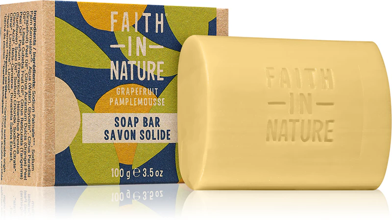 Sabonete artesanal Faith In Nature, sabonete natural em barra com aroma de toranja.