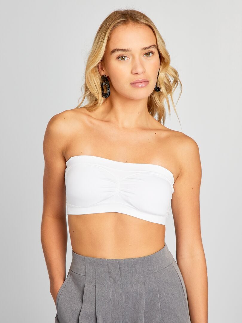 Sujetador tipo bandeau con copas extraíbles - blanco