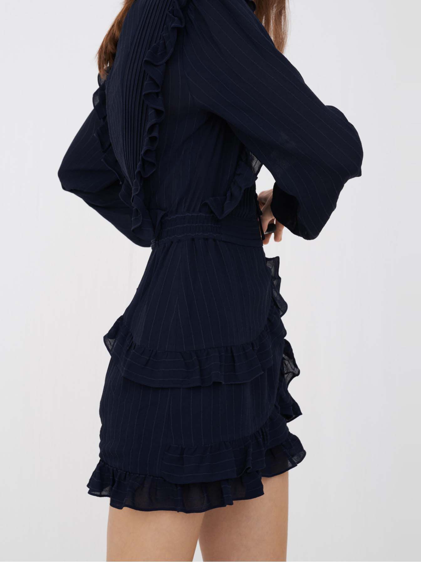 Korte jumpsuit met ruches - Marineblauw