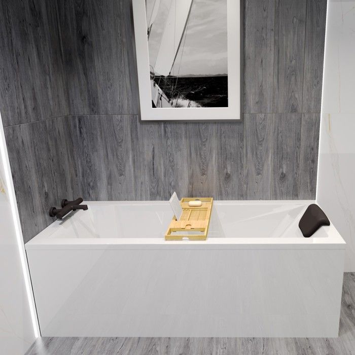 Baignoire Rectangulaire 180x80 + appui-tête, Siphon de bain et pieds 4en1 MODERN