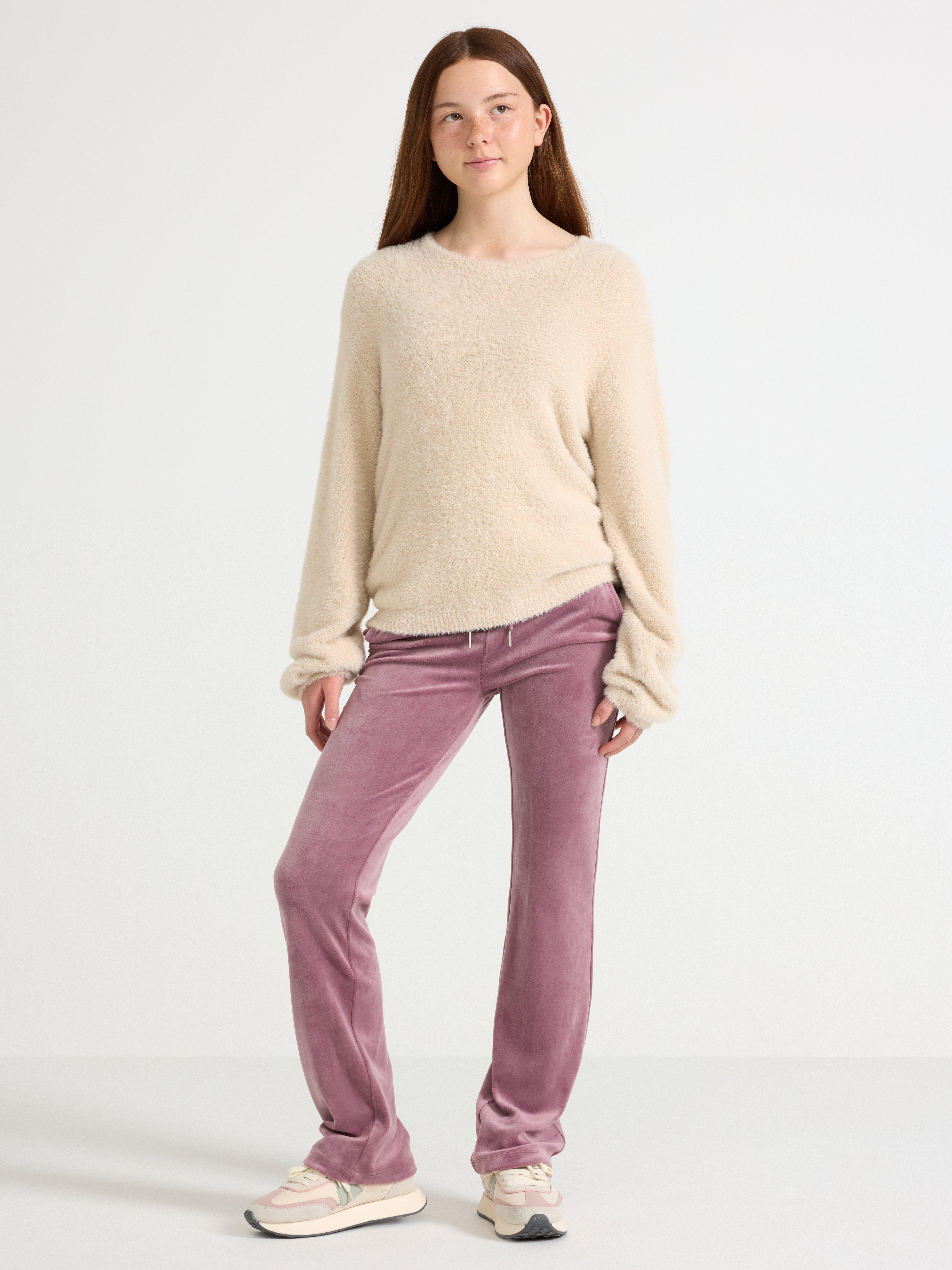 Utsvängda byxor i velour lilac