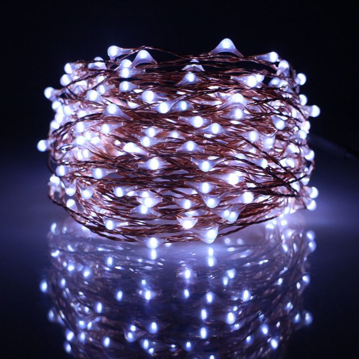 2 guirnaldas de luces de alambre de cobre, 5 m, 50 LED, blancas, USB, forma personalizable, decoración para eventos, Navidad, Halloween