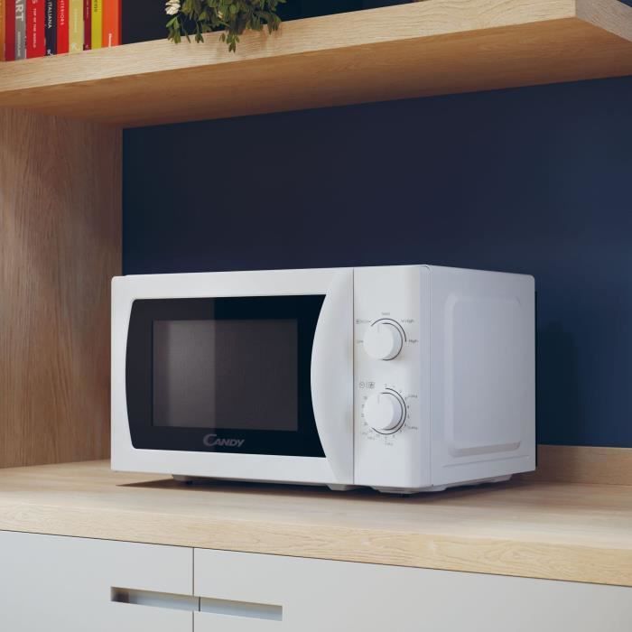 Horno microondas CANDY CMW20SMW - 20 L - 700 W - Puerta mecánica - 5 niveles de potencia - Blanco