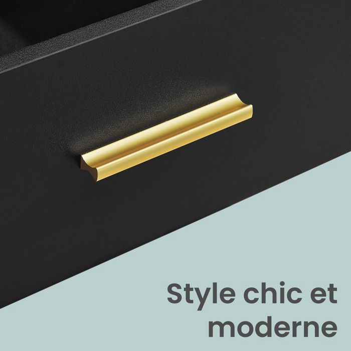 Lot de 2 Tables d’Appoint Modernes avec Tiroirs, Lumières LED, Multiprises et Ports USB, pour Chambre, Noir