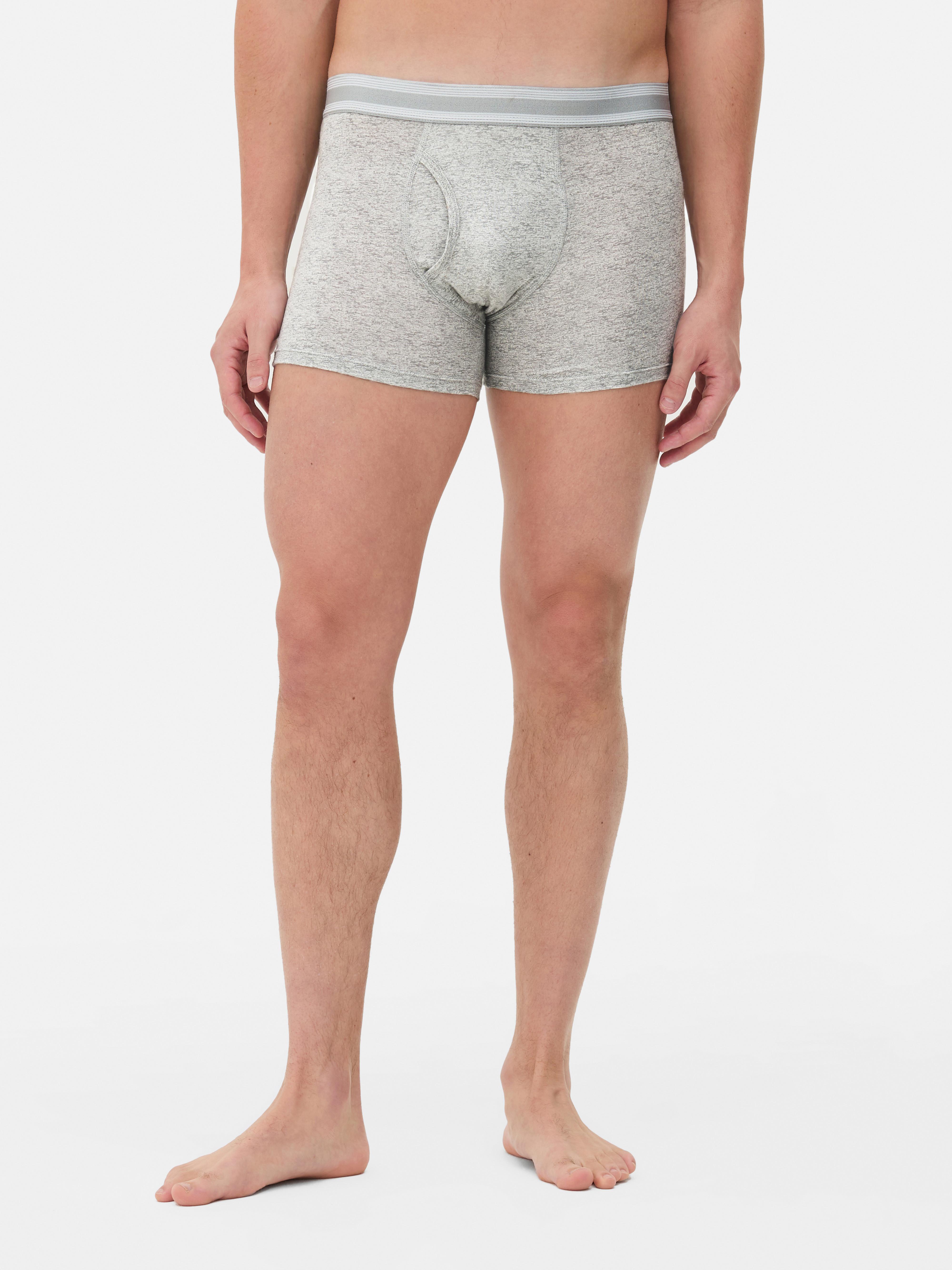 3 darabos heather színű boxeralsó szett Három heather színű boxeralsó csíkos derékkal