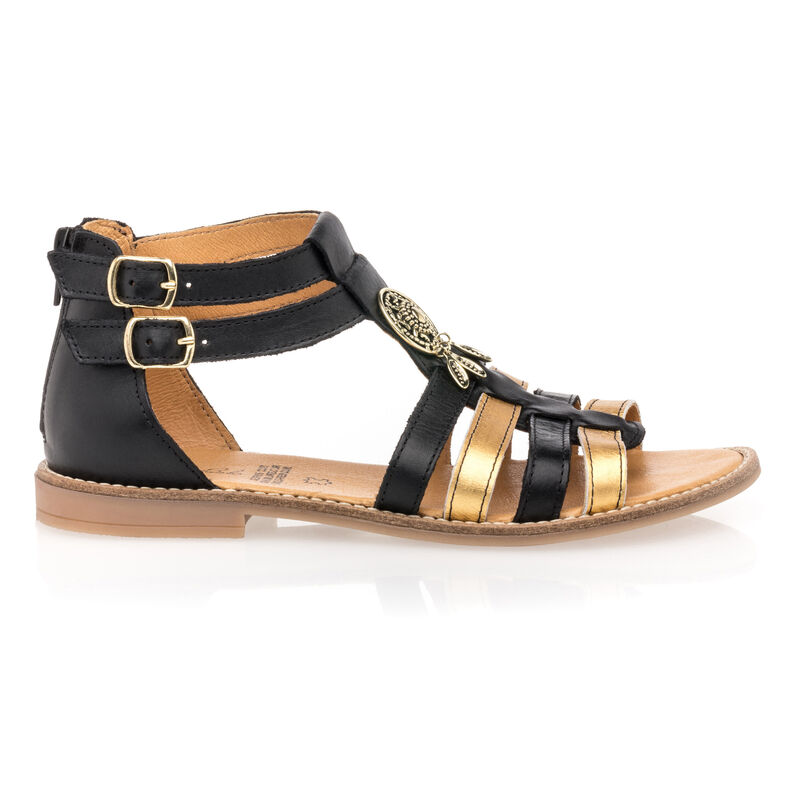 Sandalias negras para niñas / Zapatos de punta abierta