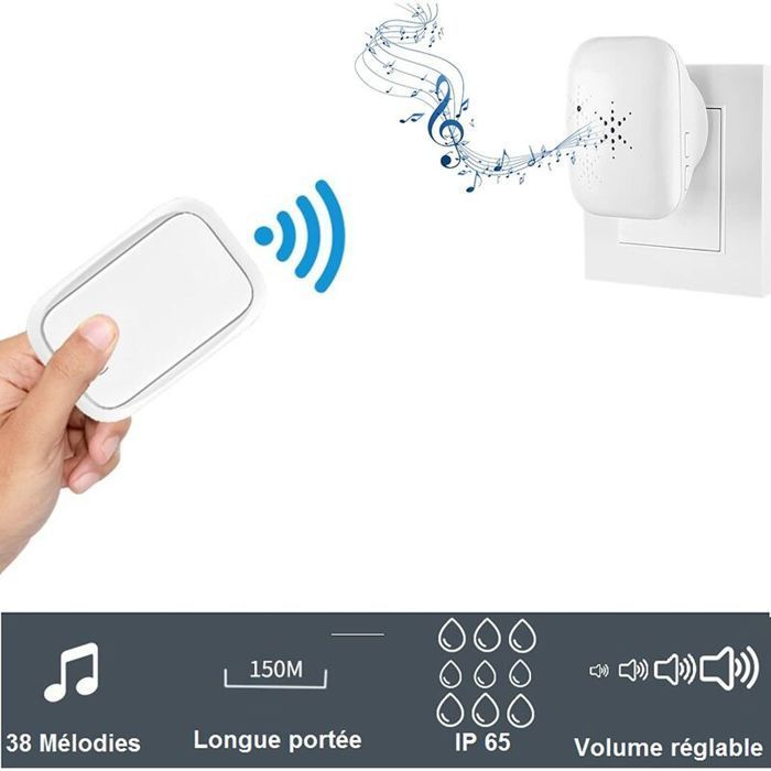 Outdoor doorbell - RICEEL - Wireless - IP65 waterproof - Self-powered - 150m range