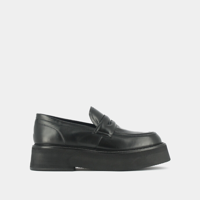 Mocassins à plateformes  en cuir glacé noir