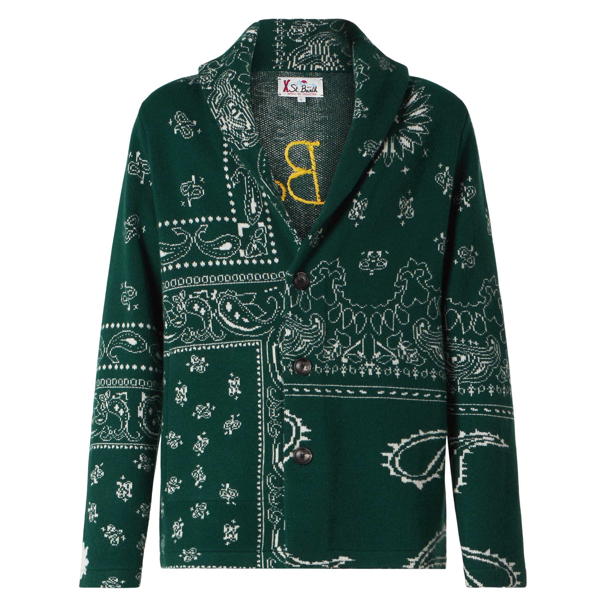 Herrenstrickjacke mit Bandana-Jacquard