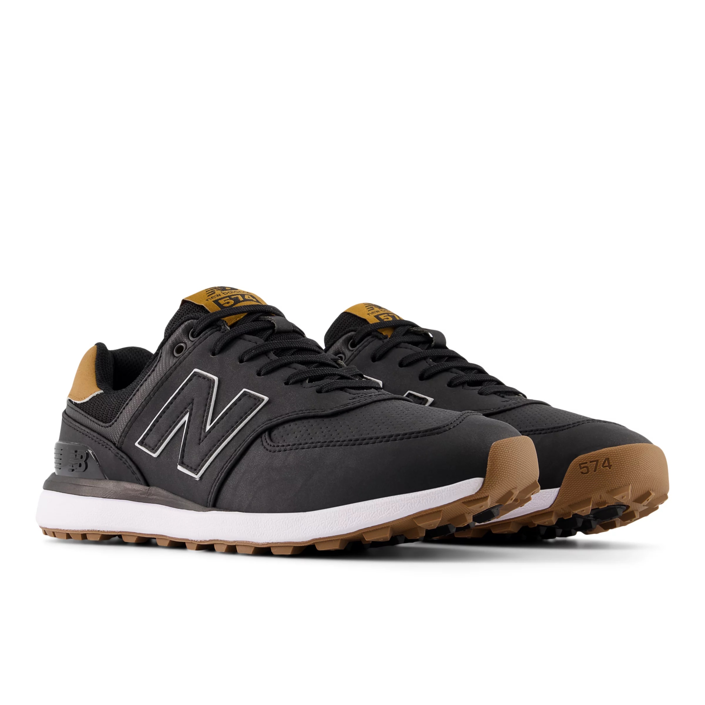 574 Greens v2 Golf Shoes Black with Gum