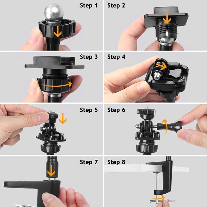 Webcam stand with phone holder, gooseneck desktop camera arm for Logitech C930e C930 C920 C922x webcams