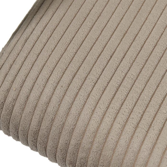 Fauteuil Design Minimaliste en Velours Cotelé Taupe et Piètement en Métal Noir