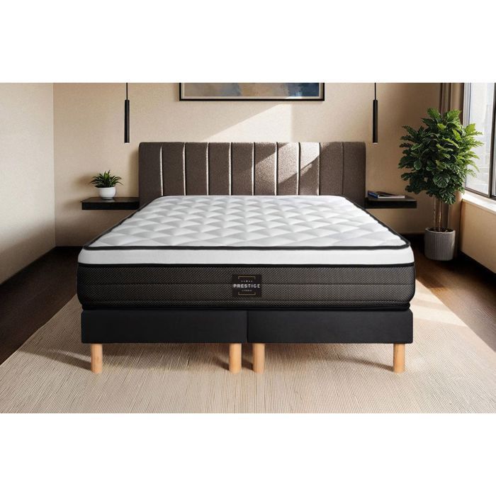 Suite 160x200 Muelles ensacados, espuma viscoelástica de 5 zonas, base de láminas dobles