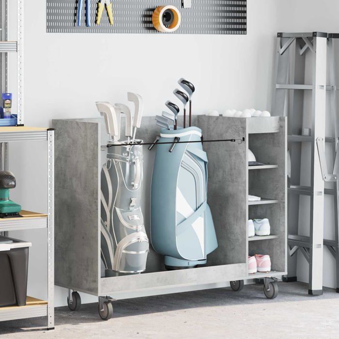 Modern golf locker - vidaXL - Concrete Grey - 120x45x98 cm - Large storage space - With 4 wheels - Metal frame