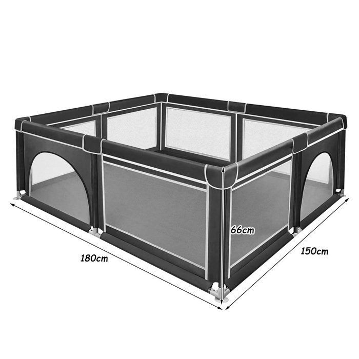 Parque infantil MIPAN de 180x150x66 cm - Con bolsa de almacenamiento - Centro de actividades infantiles para interior/exterior - Plegable - Negro