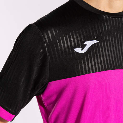  Joma Montreal Pink Fluor Black trumpomis rankovėmis marškinėliai