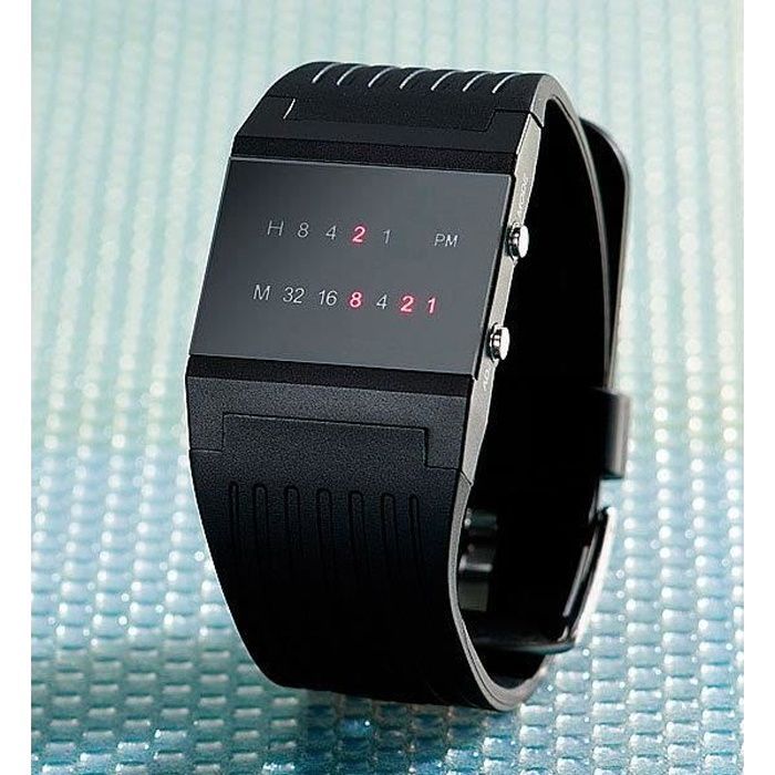 Binary watch - Future Line - Men's - Plastic strap - Black - Trendy