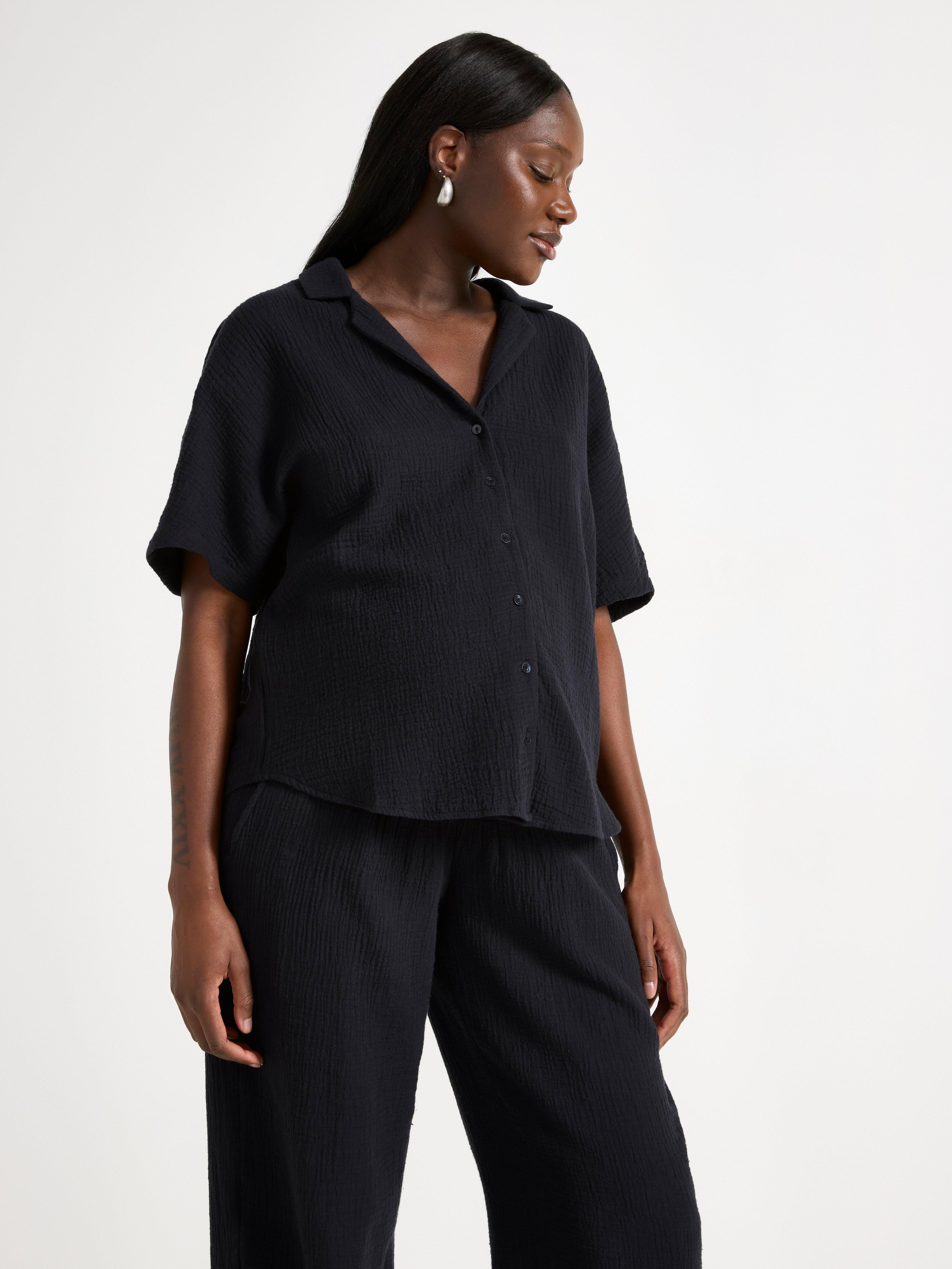 Chemise froissée MOM noire