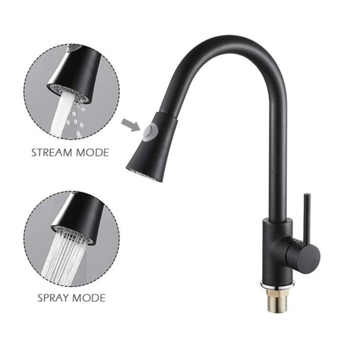 Grifos de cocina TEMPSA - Acero inoxidable - Maneta bidireccional - Rotación de 360°