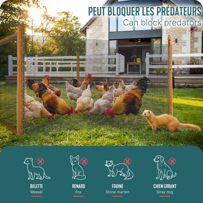 VOUNOT® PVC-coated welded wire mesh roll 1x25m grey - 13mm mesh, 0.8mm wire - Metal fencing and netting