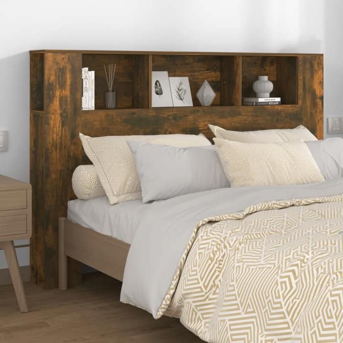 vidaXL Armoire de tête de lit chêne fumé 160x18,5x104,5 cm 817273