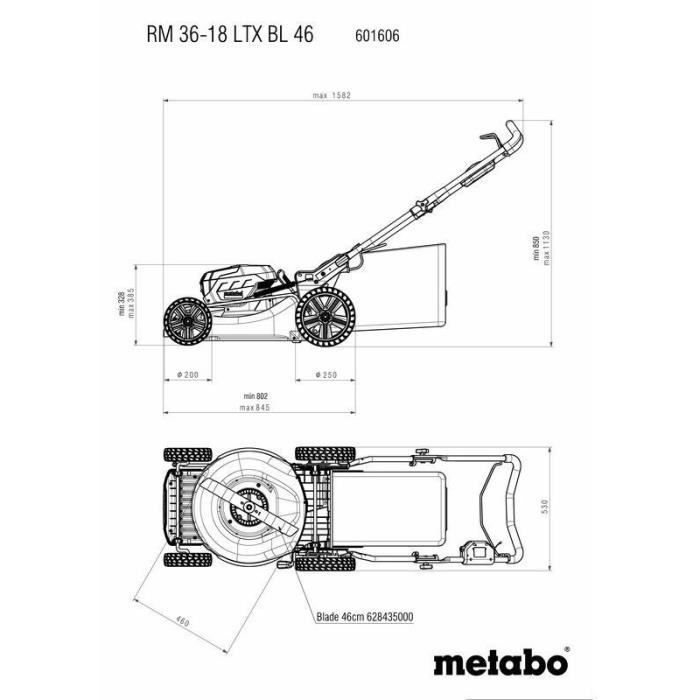 Draadloze grasmaaier - METABO - RM 36-18 LTX BL 46 - 18 V - Kartonnen doos
