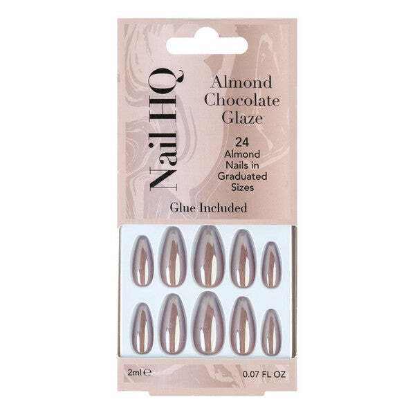 Unghie finte Nail HQ color cioccolato e mandorla (24 pezzi)
