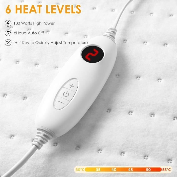 Heated Mattress Topper, Single Size, 100W, 150x80 cm, 6 Temperature Settings, Machine Washable
