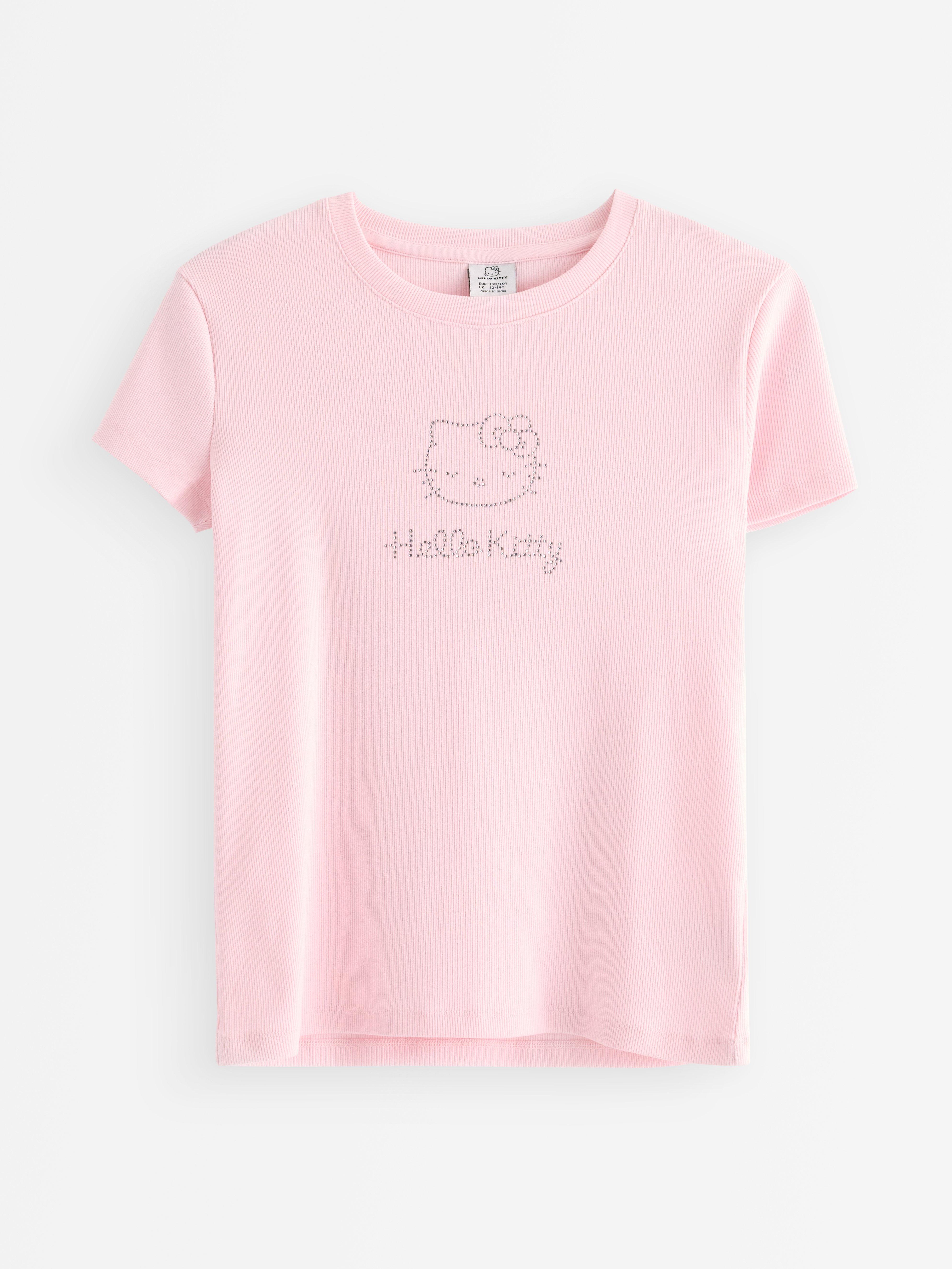 Žebrovaný top Hello Kitty světle růžový