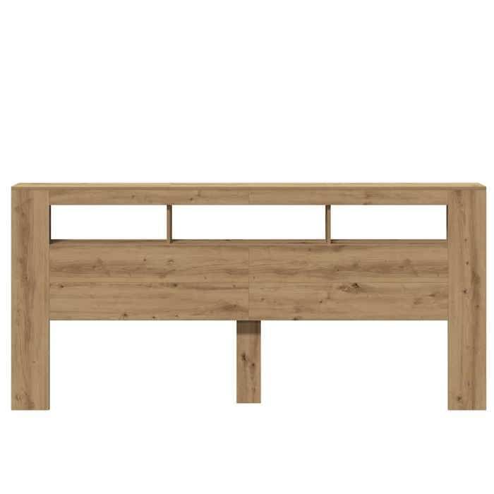 Cabecero LED - vidaXL - Roble artesanal - 220x18,5x103,5 cm - LED RGB - Madera de ingeniería - Conector USB