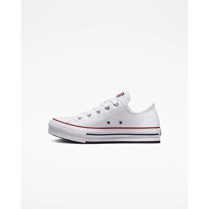 Converse Ctas Platfo Ox - Baskets basses fille blanc en canvas à lacets