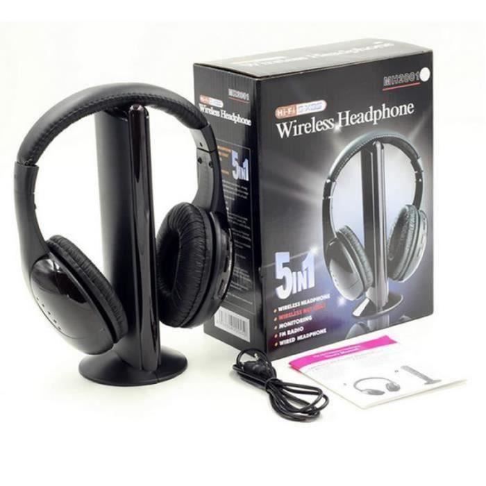 Auriculares inalámbricos Hi-Fi 5 en 1 para PC, portátil, TV, radio FM y MP3.
