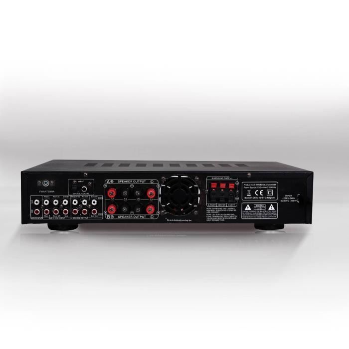 LTCA ATM8000BT 5.2 Hi-Fi-versterker met Bluetooth en karaokefunctie, 4 x 75W + 3 x 20W - Zwart