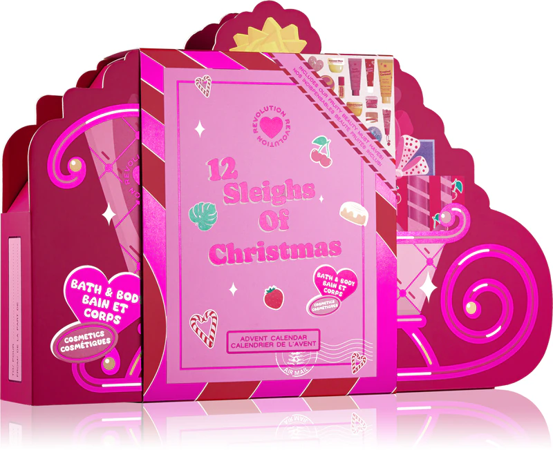 Calendário do Advento I Heart Revolution 12 Trenós de Natal para o corpo e rosto