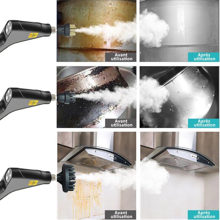 Limpiador a vapor de alta presión, 1500 W, 105 °C/3,5 bar, regulable de 1 a 6 niveles, calentamiento en 15 segundos, 1200 ml, para coche, cocina y muebles.