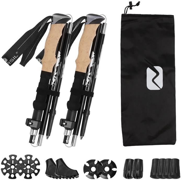 Bâton de Randonnée - MARSEE - Pliable en Aluminium - Antichoc - 291g - Réglable 115-135cm