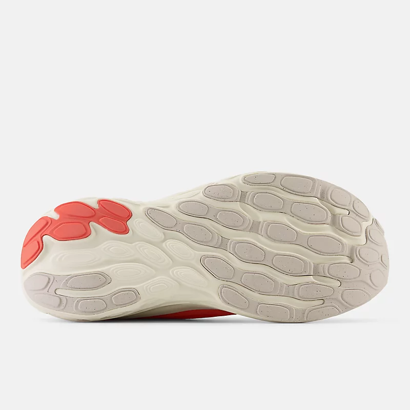 Tênis feminino Fresh Foam X 1080 v13 – Vermelho Golfo com acabamento em linho e prata metálico