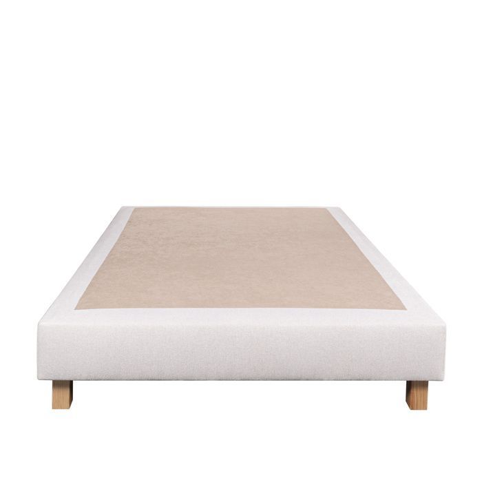 Base de cama tapizada de 160x200 mm, color beige, gama Prestige Hotel, madera maciza + patas incluidas