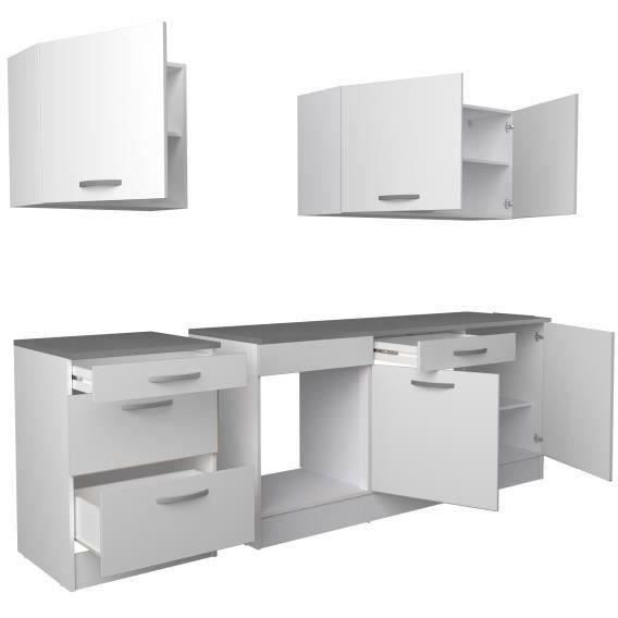 Cocina completa OSLO - 240 cm de ancho - Blanca - Encimera incluida