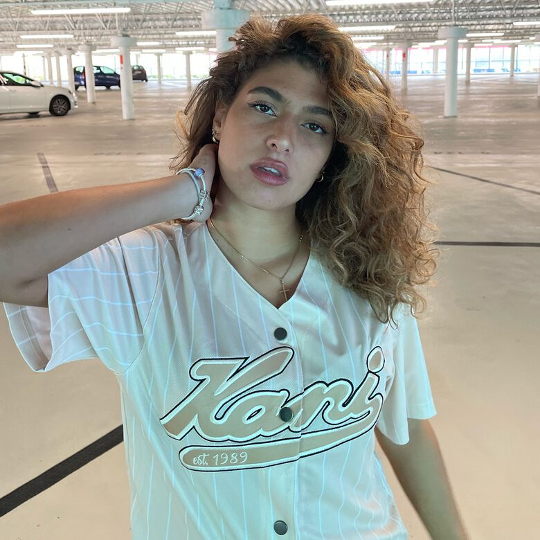Camicia da baseball a righe stile college