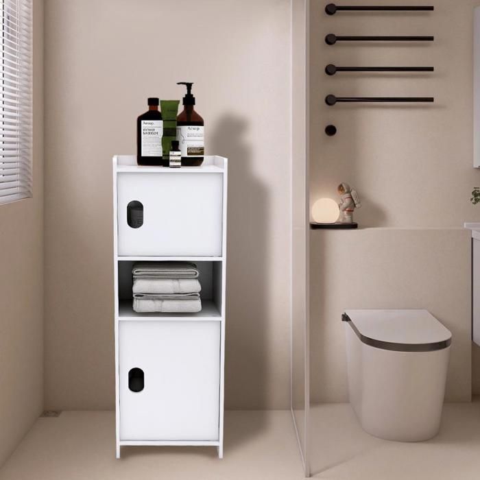 Organizador de baño, armario de baño con dos puertas y un compartimento, 24*20*72cm.