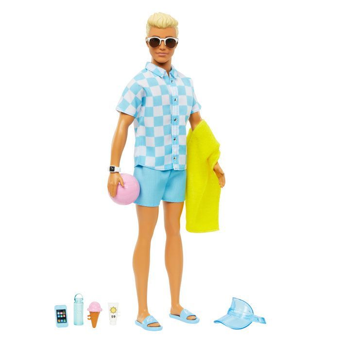 Barbie®-Ken® Plage-Poupée blonde short de bain et accessoires de plage HPL74